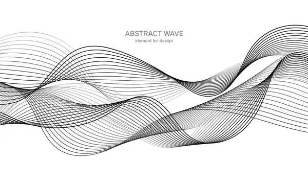 Abstrakt vågelement för design. Digital frekvensbandsutjämnare. Stiliserad linje konst bakgrund. Vektorillustration. Vifta med linjer som skapats med hjälp av blandningsverktyg. Böjd vågig linje, slät rand. — Stock vektor