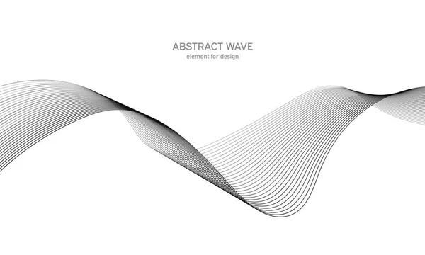 設計のための抽象波要素。デジタル周波数トラックイコライザ。様式化された線画の背景。ベクトルイラスト。ブレンドツールを使用して作成された線で波。曲線状の波線、滑らかなストライプ. — ストックベクタ