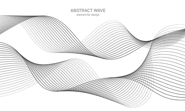 Abstrakt vågelement för design. Digital frekvensbandsutjämnare. Stiliserad linje konst bakgrund. Vektorillustration. Vifta med linjer som skapats med hjälp av blandningsverktyg. Böjd vågig linje, slät rand. — Stock vektor