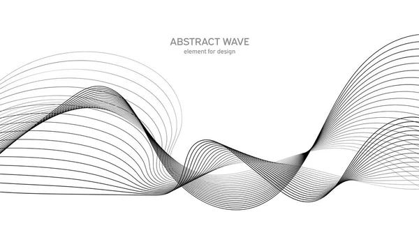 설계를 위한 추상적 인 파동 요소. 디지털 주파수 추적 알고리즘. 스타일적 인 라인 아트 배경. 벡터 일러스트. 혼합 도구를 사용하여 만들어 진 선으로 손을 흔들어 보 세요. 곱슬곱슬 한 와비 선, 매끈 한 줄무늬. — 스톡 벡터