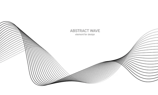 Abstraktes Wellenelement für Design. Digitaler Frequenzspurentzerrer. Stilisierte Linie Kunst Hintergrund. Vektorillustration. Welle mit Linien, die mit dem Überblendwerkzeug erzeugt werden. Geschwungene Wellenlinie, glatter Streifen. — Stockvektor