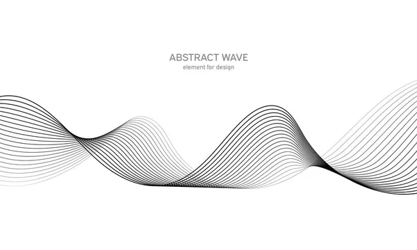 Abstrakt vågelement för design. Digital frekvensbandsutjämnare. Stiliserad linje konst bakgrund. Vektorillustration. Vifta med linjer som skapats med hjälp av blandningsverktyg. Böjd vågig linje, slät rand. — Stock vektor