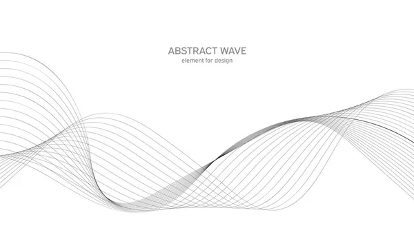 Elemento d'onda astratto per il design. equalizzatore digitale della traccia di frequenza. Linea stilizzata sfondo arte. Illustrazione vettoriale. Onda con linee create utilizzando lo strumento di fusione. Linea ondulata curva, striscia liscia. — Vettoriale Stock