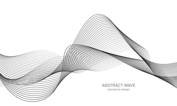 Abstrakt vågelement för design. Digital frekvensbandsutjämnare. Stiliserad linje konst bakgrund. Vektorillustration. Vifta med linjer som skapats med hjälp av blandningsverktyg. Böjd vågig linje, slät rand. — Stock vektor