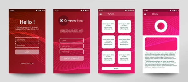 Design Von Mobilen Apps Gui Benutzer Registrierungsbildschirme Mit Login Und — Stockvektor