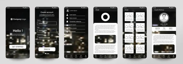 Conception Application Mobile Gui Ensemble Écrans Inscription Des Utilisateurs Avec — Image vectorielle