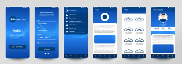 Дизайн Мобильного Приложения Gui Набор Экранов Регистрации Пользователей Вводом Логина — стоковый вектор