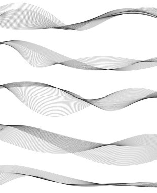 Tasarım için soyut dalga elemanı. Dijital frekans dengeleyici. Tarzlanmış çizgi sanat arka planı. Vektör çizimi. Karıştırma aracı kullanılarak oluşturulan çizgilerle dalga. Dalgalı kıvrımlı çizgi, düz çizgi.