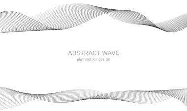 Tasarım için soyut dalga elemanı. Dijital frekans dengeleyici. Tarzlanmış çizgi sanat arka planı. Vektör çizimi. Karıştırma aracı kullanılarak oluşturulan çizgilerle dalga. Dalgalı kıvrımlı çizgi, düz çizgi.