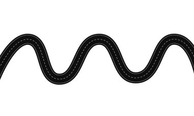 Beyaz işaretli kıvrımlı bir yol. Vektör