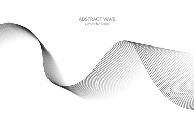 Tasarım için soyut dalga elemanı. Dijital frekans dengeleyici. Tarzlanmış çizgi sanat arka planı. Vektör çizimi. Karıştırma aracı kullanılarak oluşturulan çizgilerle dalga. Dalgalı kıvrımlı çizgi, düz çizgi