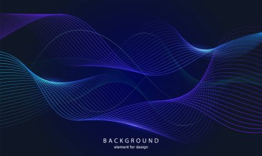 Soyut dalga arkaplanı. Tasarım elementi. Dijital frekans dengeleyici. Tarz sanatı. Karıştırma aracı kullanılarak oluşturulan çizgilerle renkli parlak bir dalga. Eğimli dalgalı çizgi düz çizgi Vektör illüstrasyonu.