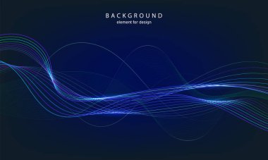 Soyut dalga arkaplanı. Tasarım elementi. Dijital frekans dengeleyici. Tarz sanatı. Karıştırma aracı kullanılarak oluşturulan çizgilerle renkli parlak bir dalga. Eğimli dalgalı çizgi düz çizgi Vektör illüstrasyonu.