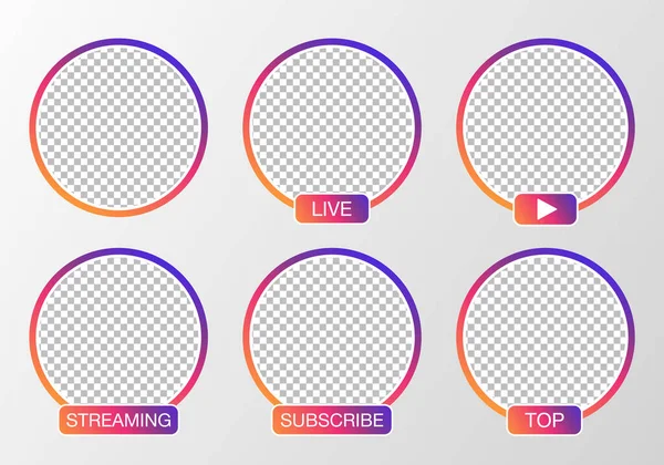 Conjunto Avatar Redes Sociales Icono Usuario Historias Vídeo Vivo Streaming — Archivo Imágenes Vectoriales