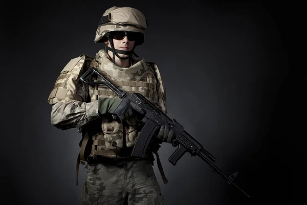 Special Styrkor Soldat Med Gevär Militärt Begrepp — Stockfoto