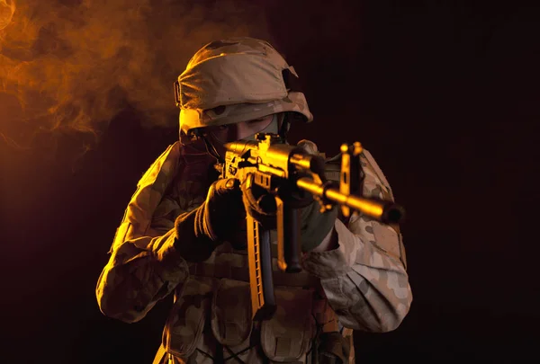 Special Styrkor Soldat Med Gevär Militärt Begrepp — Stockfoto