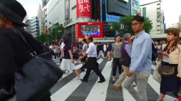 Tokyo Japan Cirka Mei 2016 Crowds Passeren Hieronder Kleurrijke Borden — Stockvideo