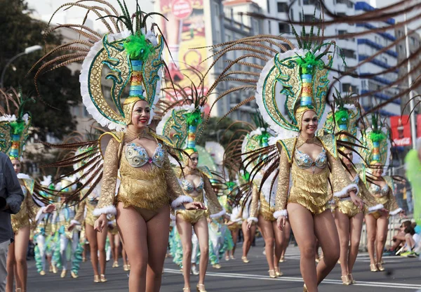 Santa Cruz Tenerife Ilhas Canárias Fevereiro 2018 Grupos Carnavalescos Personagens — Fotografia de Stock