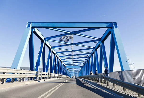 modern bridge construction and road going through the bridge