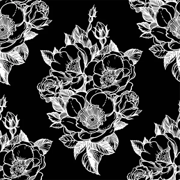 Modèle vectoriel sans couture avec des fleurs de pivoine . — Image vectorielle