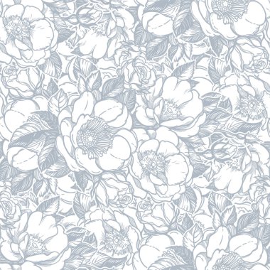 Şakayık çiçekleri ile vektör seamless modeli.