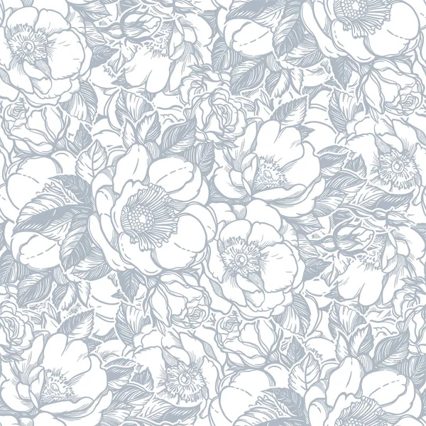 Vector seamless pattern with peony flowers.