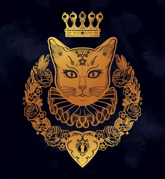 Портрет силуету золота кішка — стоковий вектор