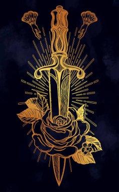 Bıçak ile geleneksel dövme gül.