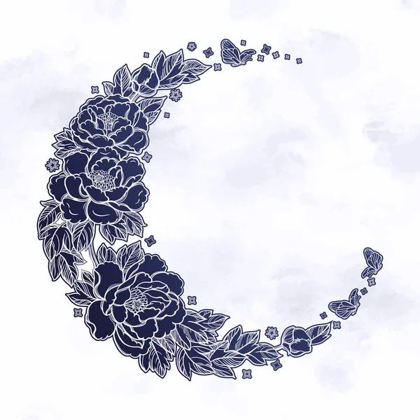 Όμορφο ρομαντικό φεγγάρι ημισέληνο — Διανυσματικό Αρχείο