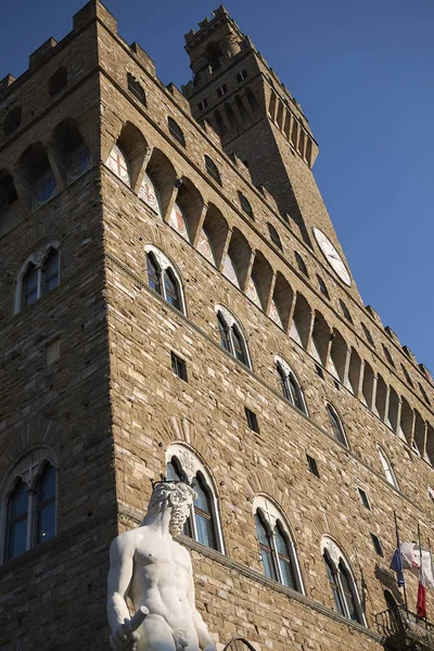 Florencia Italia Abril 2019 Vista Estatua Neptuno Primer Plano Palazzo — Foto de Stock