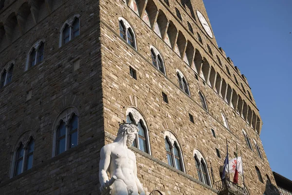 Florencia Italia Abril 2019 Vista Estatua Neptuno Primer Plano Palazzo — Foto de Stock