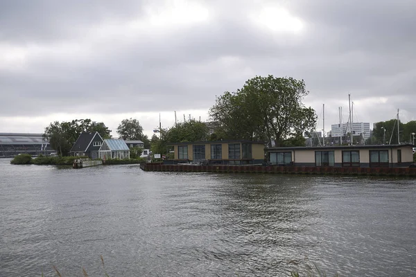 Amsterdam Hollanda Mayıs 2018 Amsterdam Noord Daki Tekne Evleri — Stok fotoğraf