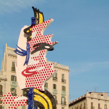 Barselona, Ispanya-28 Aralık 2001: ' Barcelona Head ' (Roy Liechtenstein)