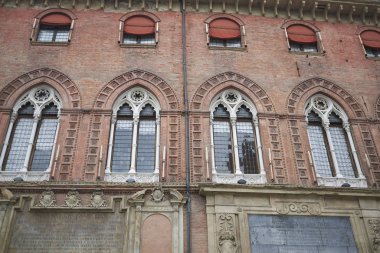 Bologna, Italya-Aralık 18, 2018: Palazzo Comunale görünümü