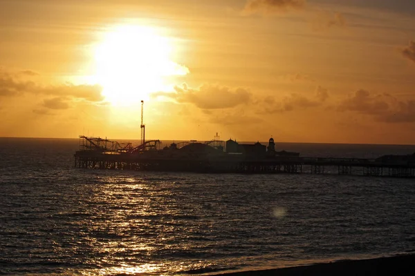 Brighton Storbritannien November 2011 Solnedgång Vid Brighton Pier — Stockfoto