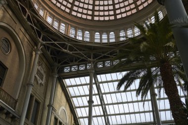 Kopenhag, Danimarka - 09 Ekim 2018: Ny Carlsberg Glyptotek kış bahçesi kubbesi görünümü