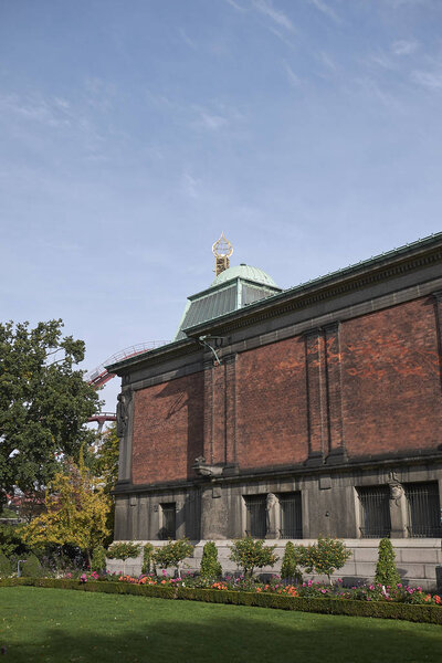 Copenhagen, Denmark - October 09, 2018: View of Ny Carlsberg Glyptotek rear garden