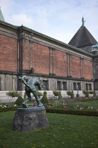 Copenhagen, Denmark - October 09, 2018: View of Ny Carlsberg Glyptotek rear garden