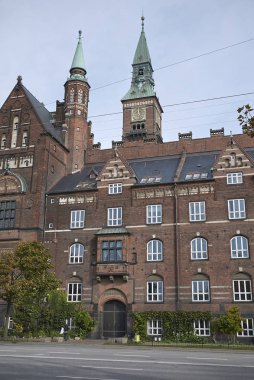 Kopenhag, Danimarka - 09 Ekim 2018 : Kopenhag belediye binasının görünümü