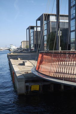 Kopenhag, Danimarka - 10 Ekim 2018: Cirkelbroen köprüsünün görünümü