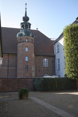 Kopenhag, Danimarka - 10 Ekim 2018: Christiansborg Courtyard manzarası.