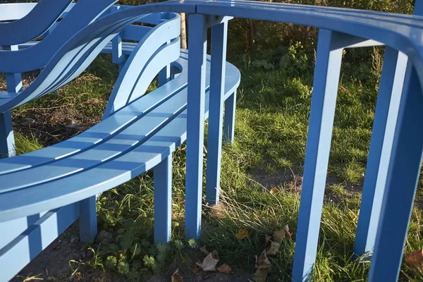 哥本哈根 2018年10月11日 蓝色塑料长凳 — 图库照片