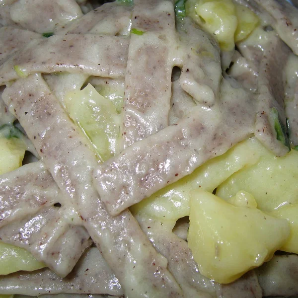 Pizzoccheri pasta with potatoes and cheese