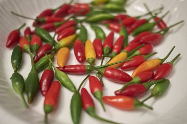 Bir masada çeşitli baharatlı Biber