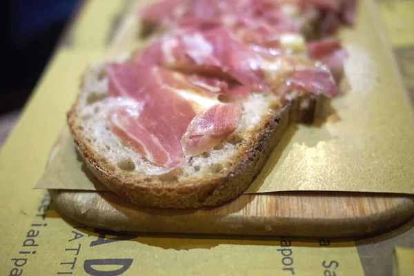 Milan Italy September 2017 Bruschetta Ham — Stock Photo, Image