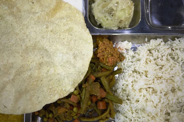 Feijão Francês Indiano Arroz Papadum — Fotografia de Stock