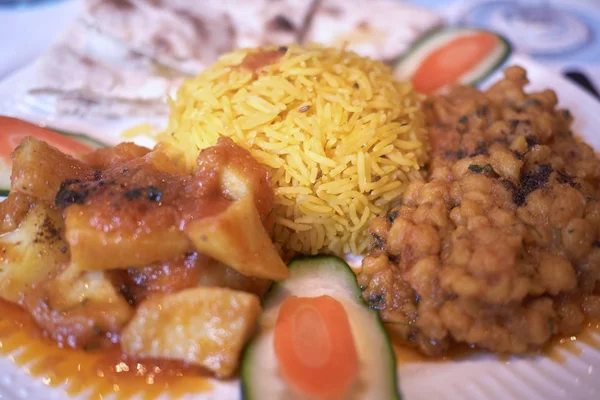 Асорті Вегетаріанська Індійська Їжа Крупним Планом — стокове фото