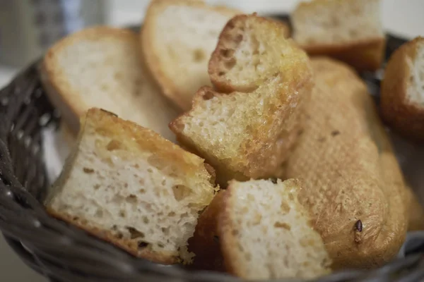 Cesta Pan Focaccia Cerca —  Fotos de Stock