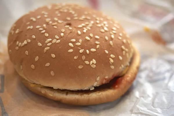Sýrový Burger Sendvič Zavřít Nahoru — Stock fotografie