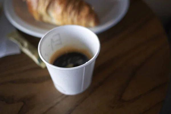 Copenhague Dinamarca Outubro 2018 Café Manhã Com Croissant — Fotografia de Stock